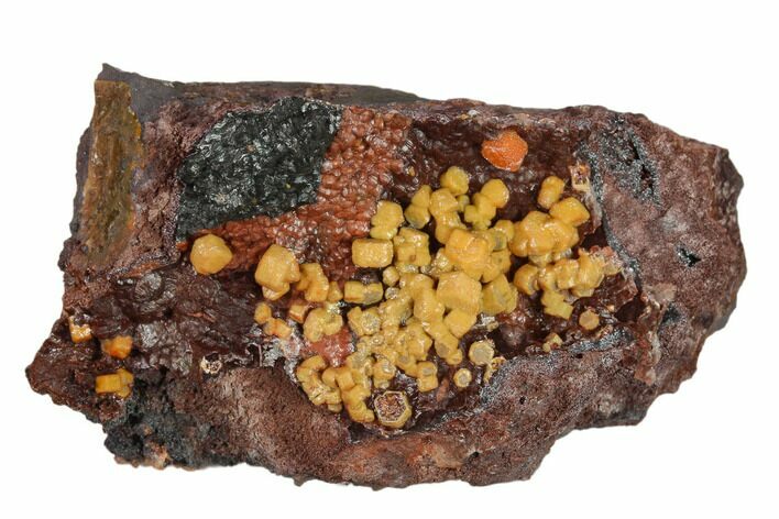 Vanadinite Crystals on Goethite - Mibladen, Morocco #133883